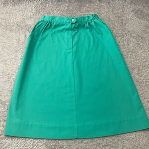 Koret Francisca Skirt Womens 10 Green A-Line Midi Vintage Pockets Elastic Waist